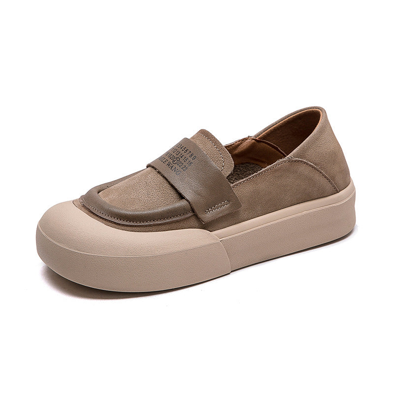 Women's Round Head Thick Bottom Slip-on Retro Casual Shoes
