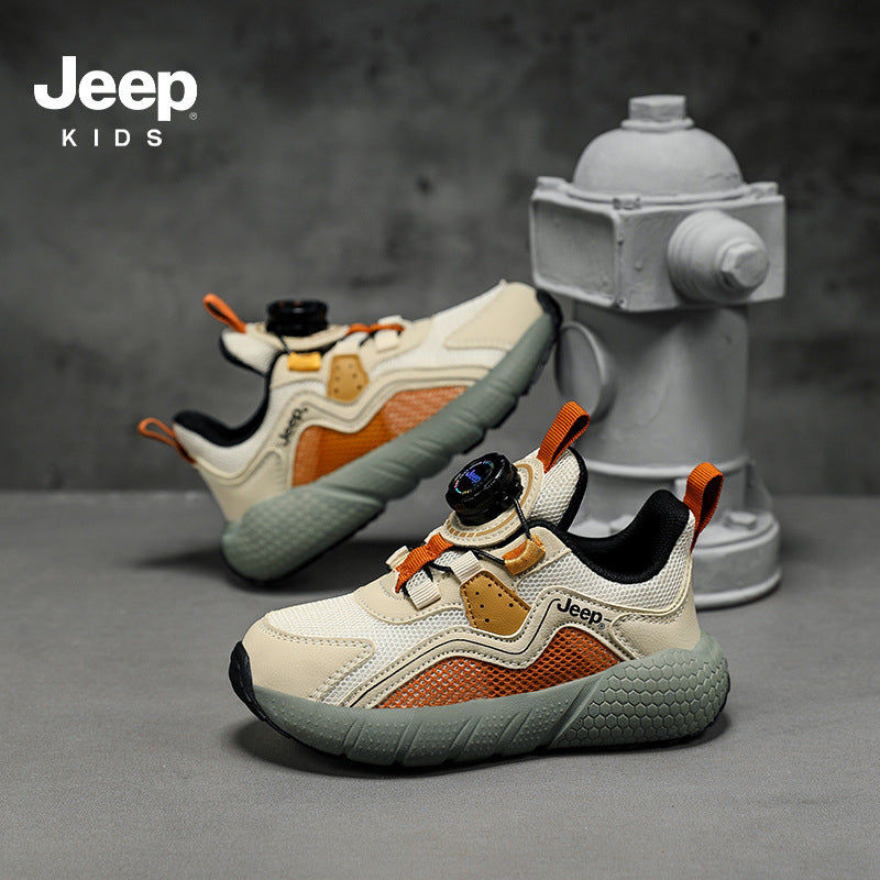 Children's Rotating Button Breathable Mesh Double Boy's Kid's Sneakers