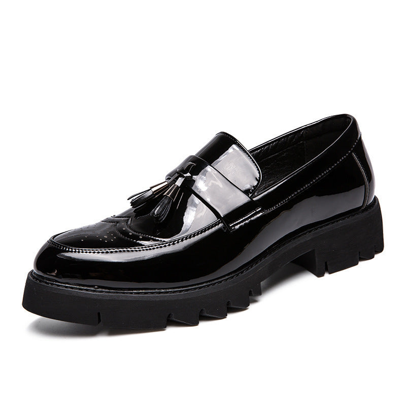 Korean Style British Trend Pointed Patent Glossy Casual Shoes