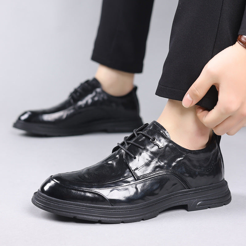 Men's Business Handmade Fashion Platform Cowhide Leather Shoes