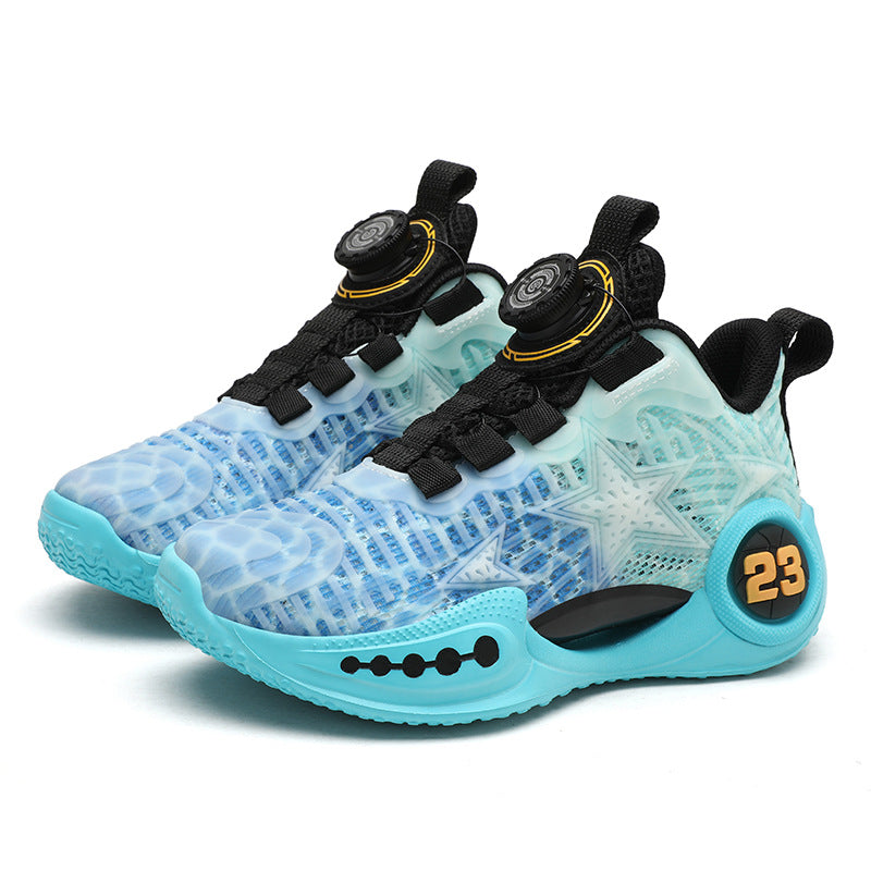 Single Mesh Hollow Basketball Boys Rotating Kid's Sneakers