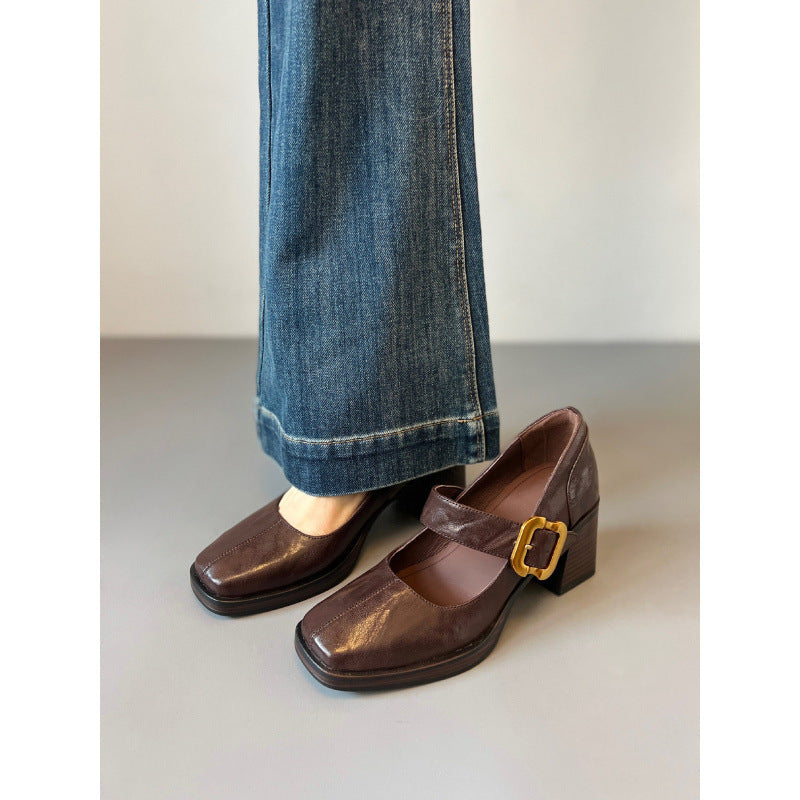 Women's Beautiful Pumps Spring High Low-cut Square Toe Not Tired Feet Women's Fashion Shoes