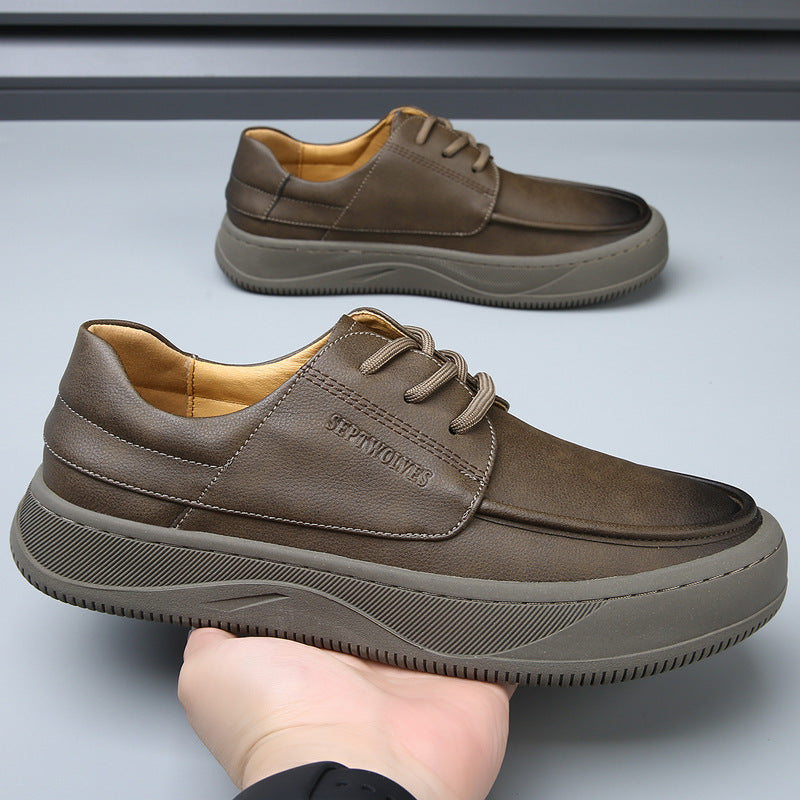 Men's Spring Genuine Platform Fashion Trend Comfort Men's Casual Leather Shoes