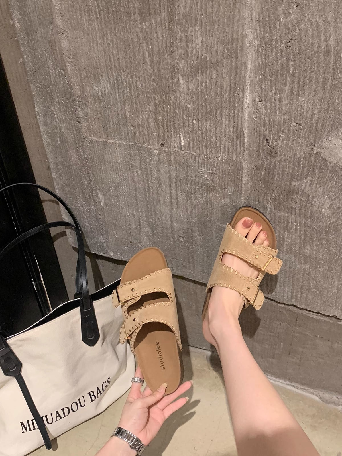 Women's Su White Dews Genuine Platform Summer Sandals