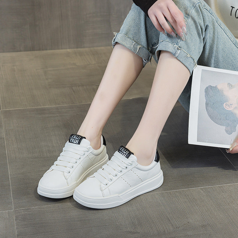Women's White Classic Genuine Retro Style Thick Casual Shoes