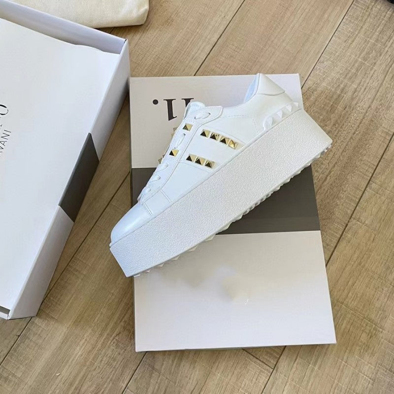 Women's Original Rivet Platform White Short Music Genuine Casual Shoes