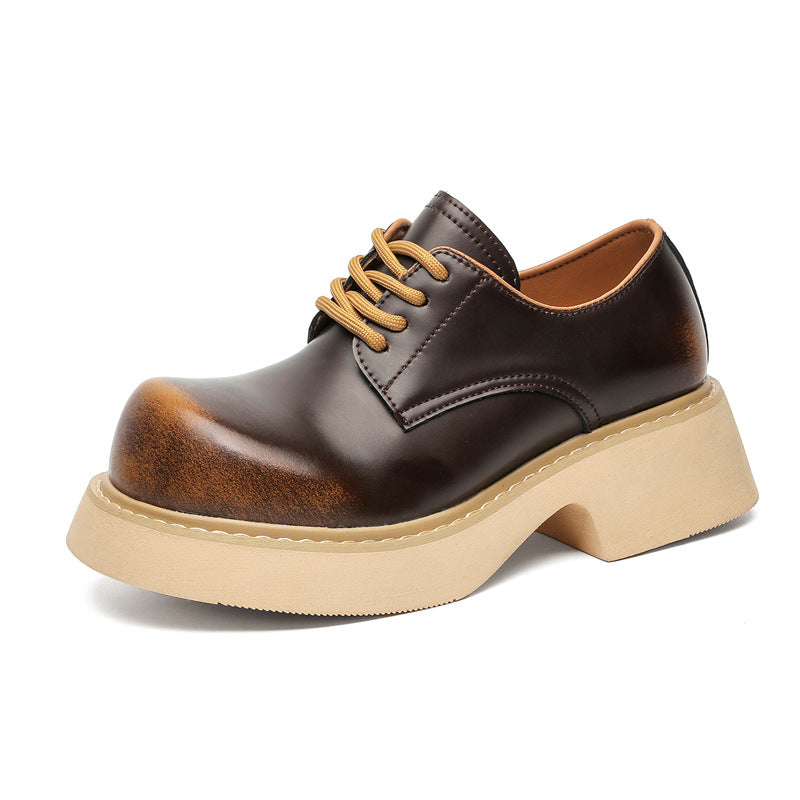 Men's Toe Warped Head Thick Sole Increased Leather Shoes