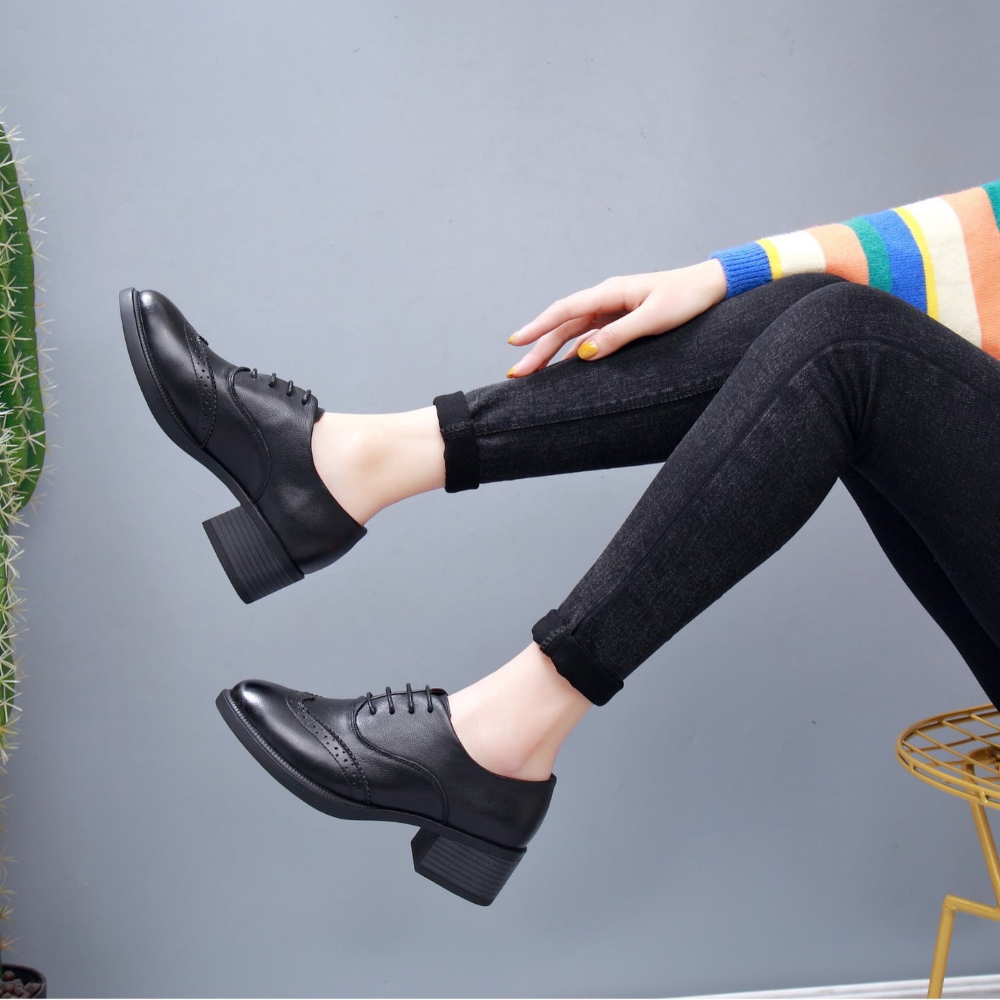 Women's & Men's Chunky Platform Genuine Retro British Style Men's Shoes