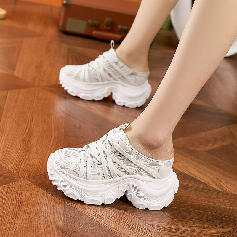Women's Dad Summer Breathable Mesh Height Increasing Insole Toe Box Sandals