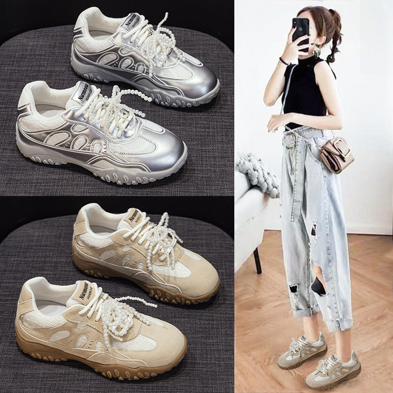 Women's Dad Platform White Breathable Sports Leisure Casual Shoes