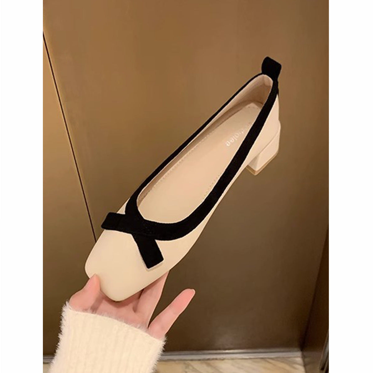 Women's Mid Bow Square Toe French Evening Style Women's Fashion Shoes