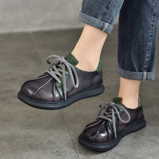 Women's Price Pumps First Layer Cowhide Retro Casual Shoes