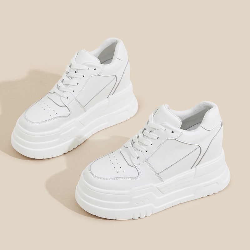 Women's Spring Platform Height Increasing Insole Genuine Pumps Casual Shoes