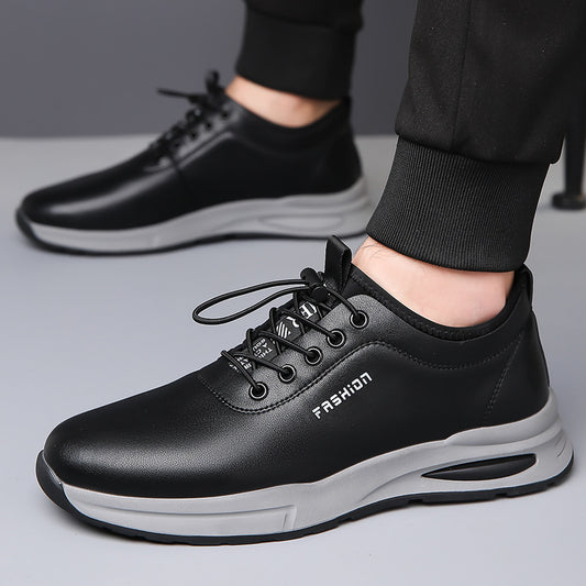 Men's Soft Thick-soled Business White British Slip-on Leather Shoes