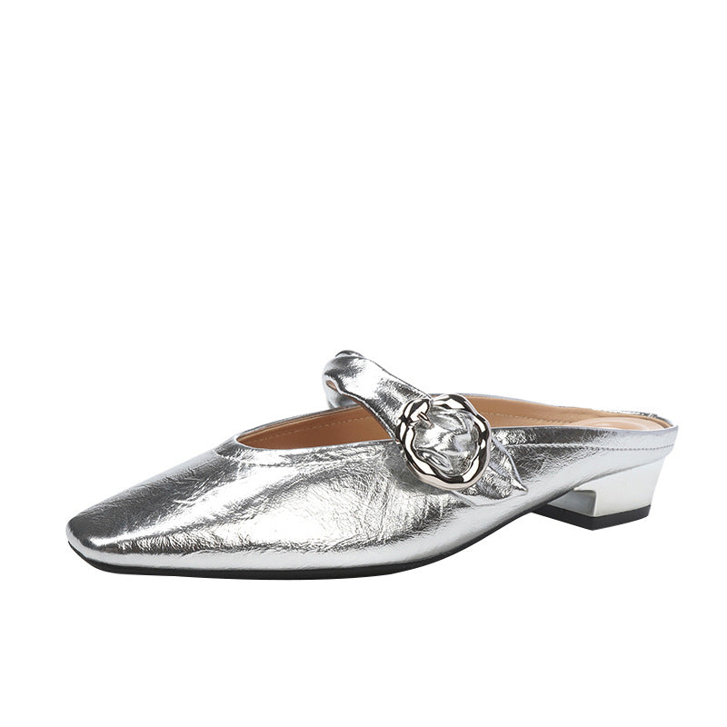 Women's French Style Soft Half Chunky Low Heels
