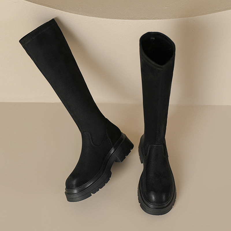 Women's Suede Stretch Height Increasing Insole Long Small Thick Bottom Women's Shoes