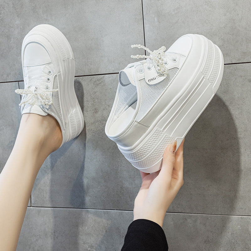Women's Half Height Increasing Insole Outer Wear Thick Bottom Casual Shoes