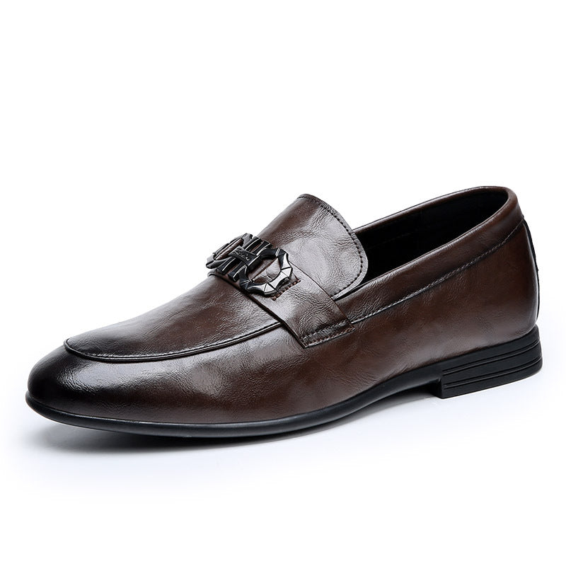 Men's Slip-on Genuine Versatile Korean Trendy Soft Men's Business Leather Shoes