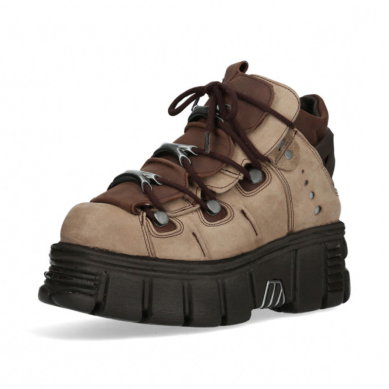 Spring Spanish Fashion Retro Contrast Color Punk Muffin Increased Boots