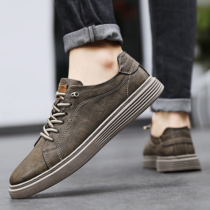 Men's Spring Cowhide Fashion Formal Wear Plus Size Men's Board Shoes