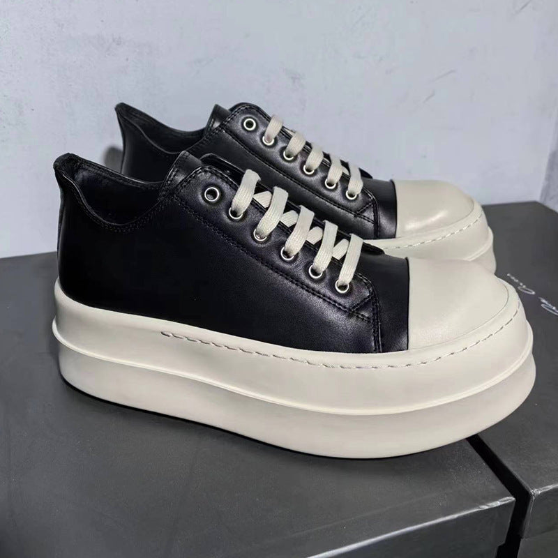 Men's Low Top Layer Cowhide Pumps Shallow Casual Shoes