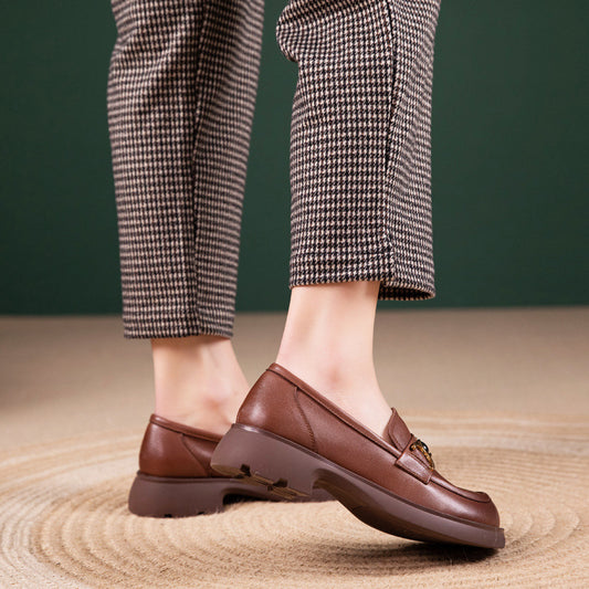 Women's First Layer Cowhide Authentic British Style Loafers