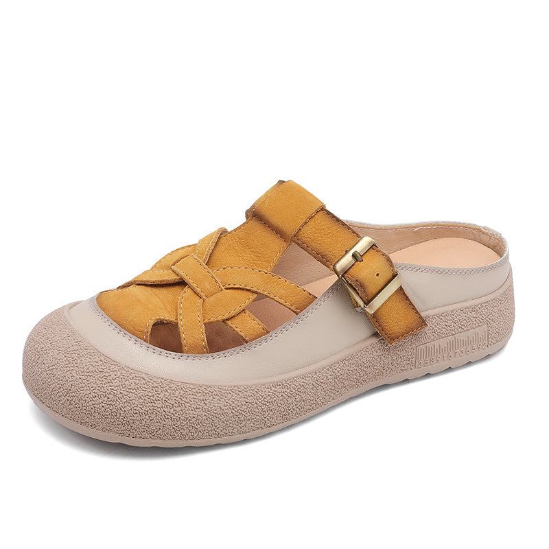 Women's Genuine Closed Toe Handmade Braided Outer Sandals