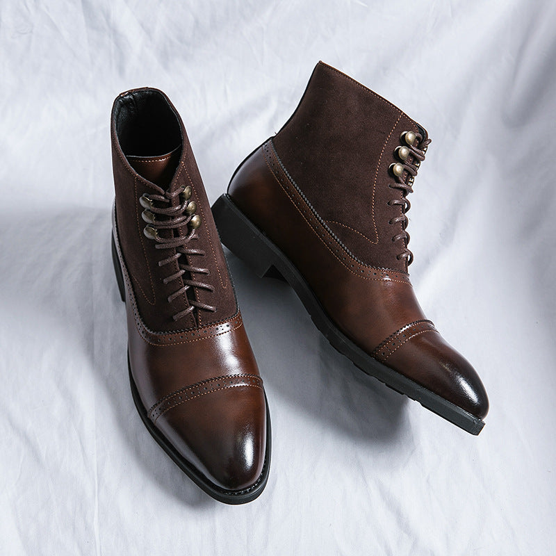 Men's Business Middle Tube Large Size Personalized Brushed Boots