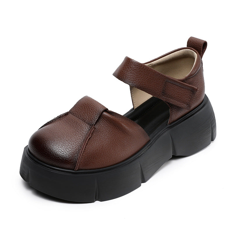 Closed Toe Strap Breathable Lightweight Platform Vintage Hollow Sandals