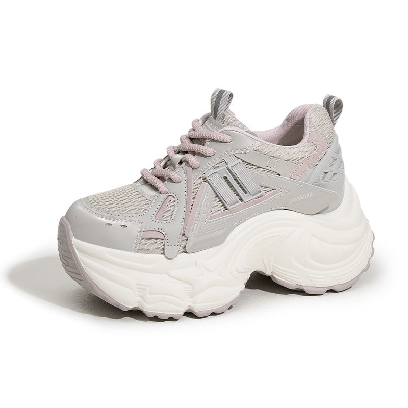 Women's Platform Dad Autumn Breathable Mesh Lightweight Height Sneakers