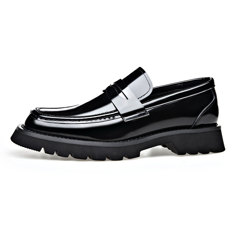 Men's Platform Summer Trend Cowhide Slip-on Oversized Leather Shoes