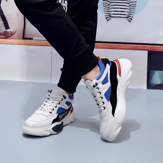 Men's Layer Cowhide High Top Korean Platform Sneakers