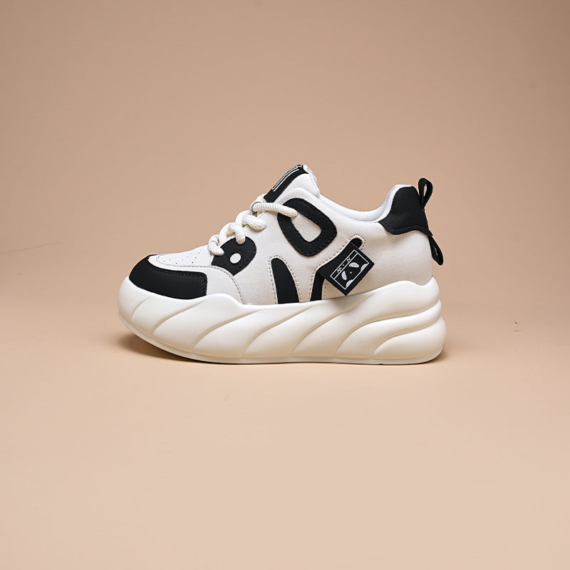Women's Black White Spring Versatile Hidden Sports Heels