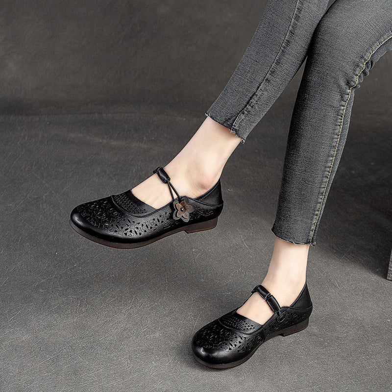Toe Flat Bottom Mom Beef Tendon Sandals