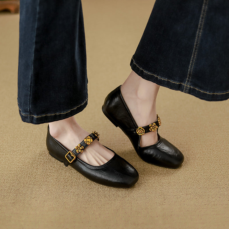 Female Buckle Flat Evening Wind Gentle Women's Shoes