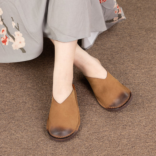 Women's Retro Closed Toe Travel Wear Flat Frosted Sandals