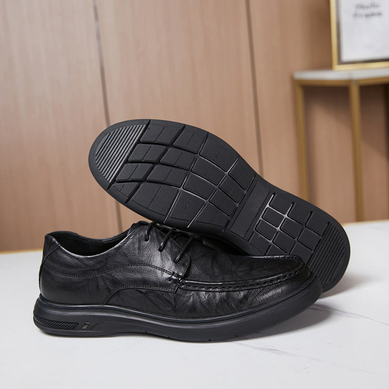Men's Clutch Pattern Cowhide Thick Sole Comfortable Leather Shoes