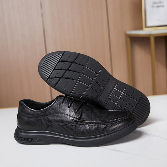 Men's Clutch Pattern Cowhide Thick Sole Comfortable Leather Shoes