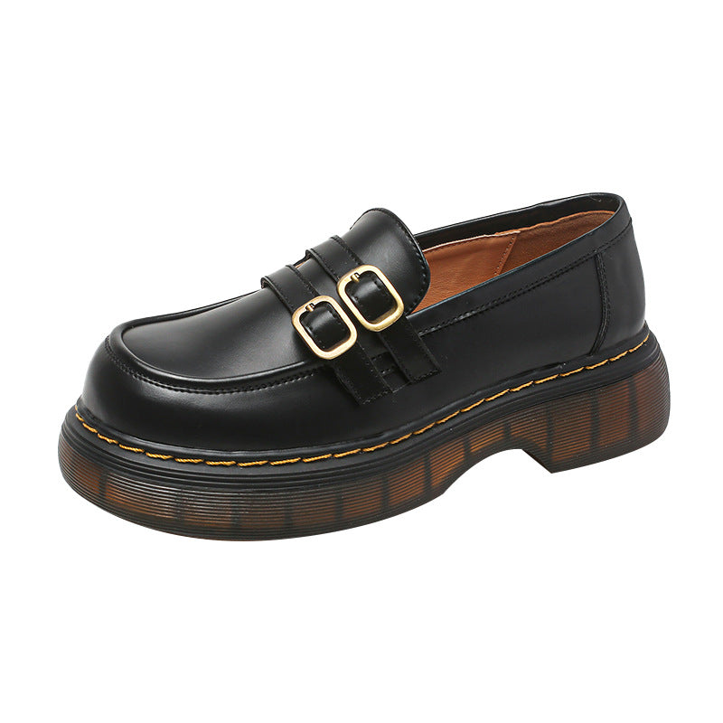 Women's Foot Beauty Power Style Round Head Leather Shoes