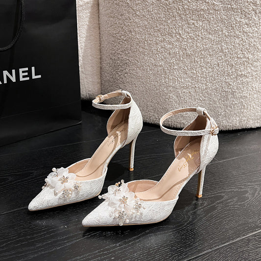 Summer Stiletto Pointed Toe Cap Hollow High Heels