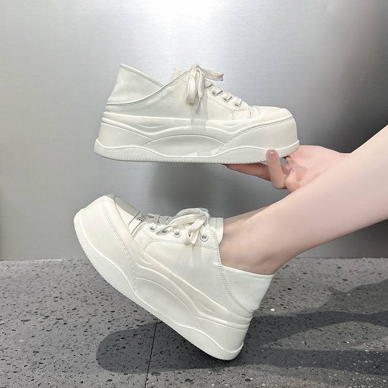 Women's Invisible Height Increasing White Simple Cute Wild Two-way Platform Women's Sports Shoes