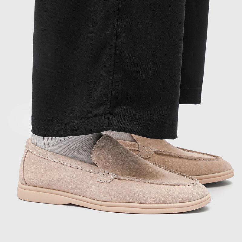 Men's Commuter British Style Slip-on Lazy Lightweight Old Money Men's Casual Leather Shoes