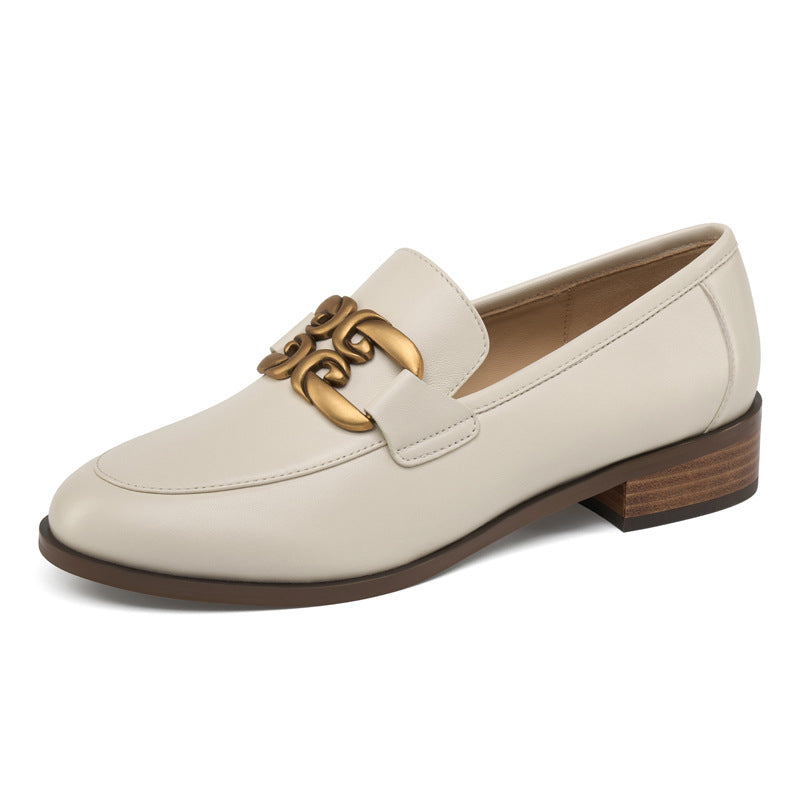 Julia Hull Double Hook Metal Buckle Chunky Round Loafers