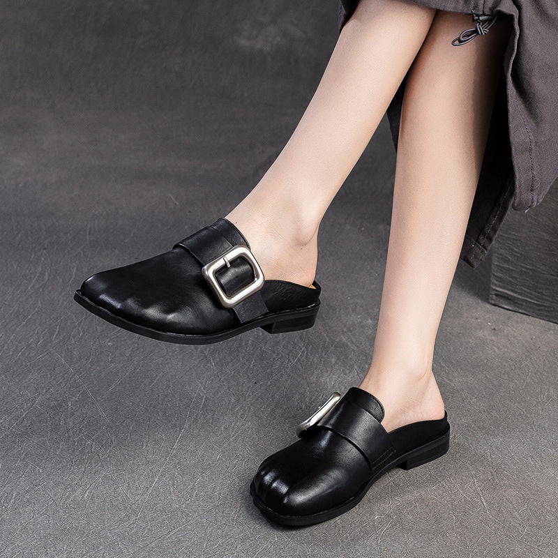 Women's Flat Fashion Toe Box For Outdoors Half British Sandals