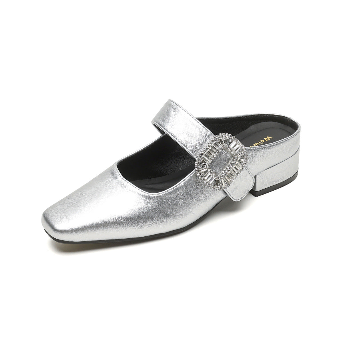Women's Half Thick Bottom Rhinestones Strap Summer Slippers