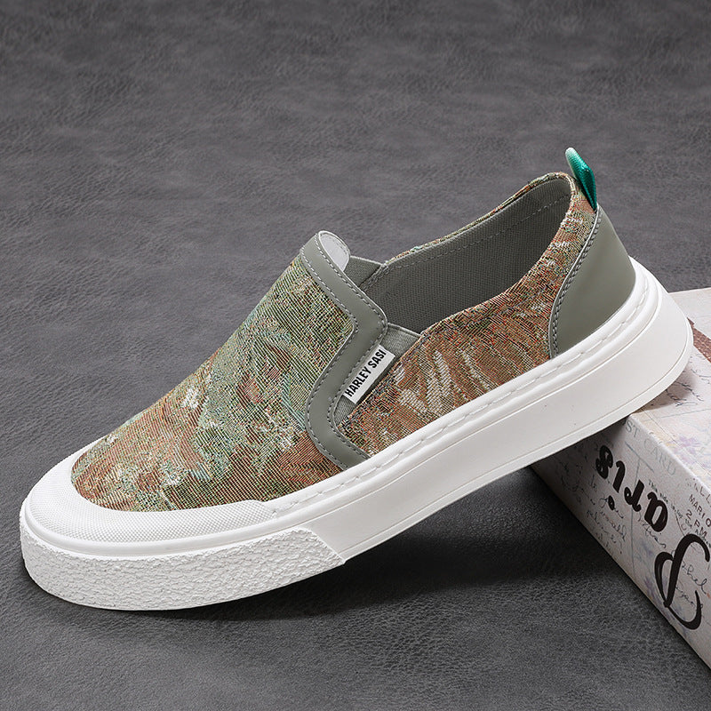 Men's Cloth Breathable Slip-on National Style Printed Sneakers