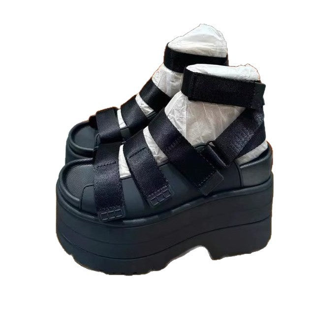Platform Height Increasing Velcro High Fashion Sandals