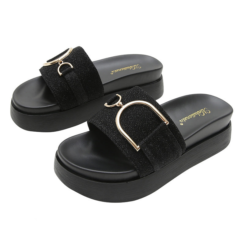 Women's Outdoor Summer Fashion Platform Height Increasing Slippers