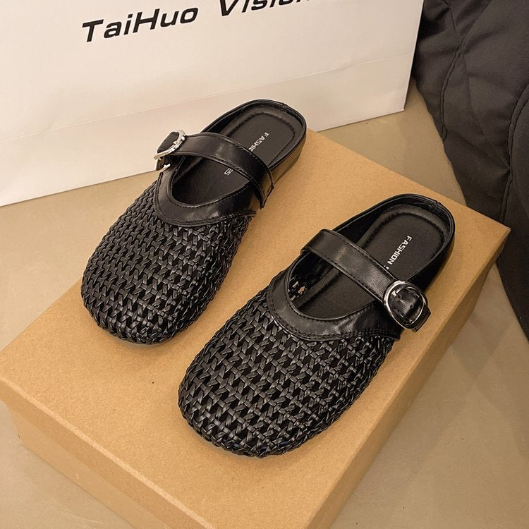 Women's Flat French Closed Toe Half For Sandals