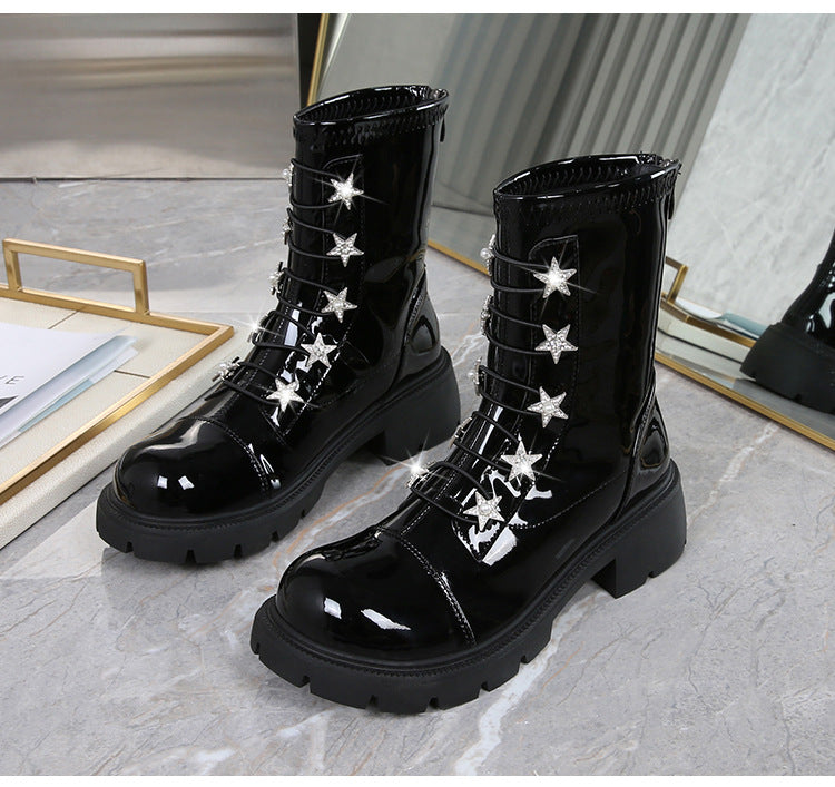 Size Sweet Cool Black Platform High Boots